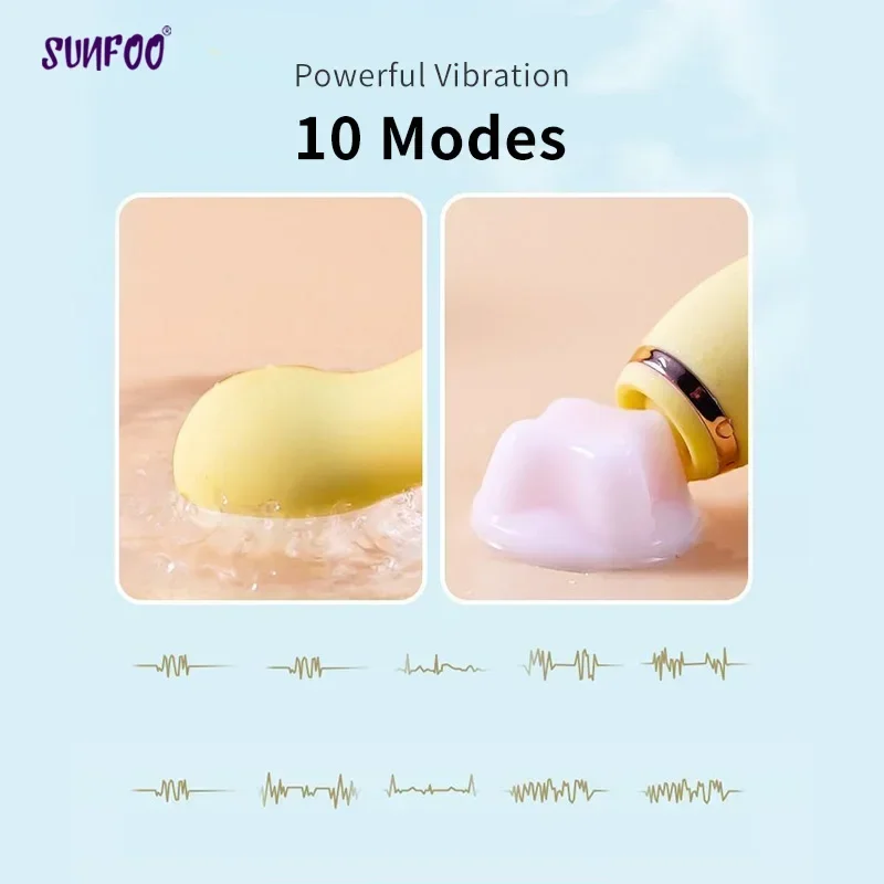 SUNFOO Double-Headed Sex Toys for Women Vagina Clitoris Stimulate Vibrator Couple G-Spot Masturbator Adult Toys Female Erotic