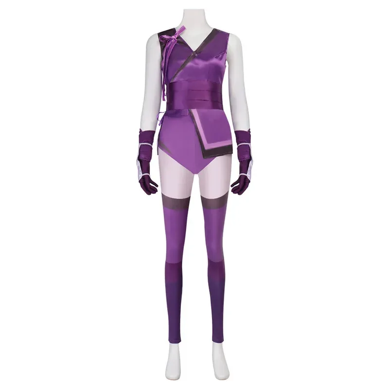 

Game Mortal Mileena Komba Costume Full Set Purple Color Uniform for Women Halloween Cosplay Outfits Carnival Suit tt9]