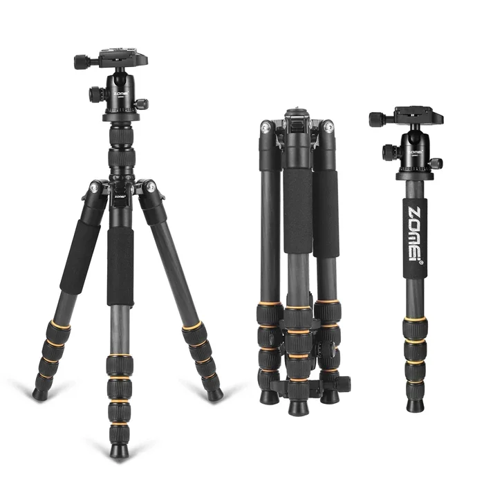 Cheaper Zomei Q666C Photography Professional Carbon Fiber Tripod With Monopod