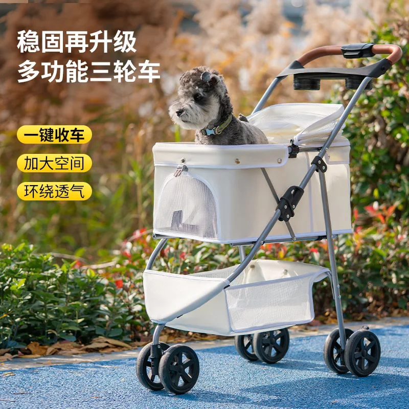 Carrito plegable de 3 ruedas para perros y gatos pequenos y medianos - imagen 3