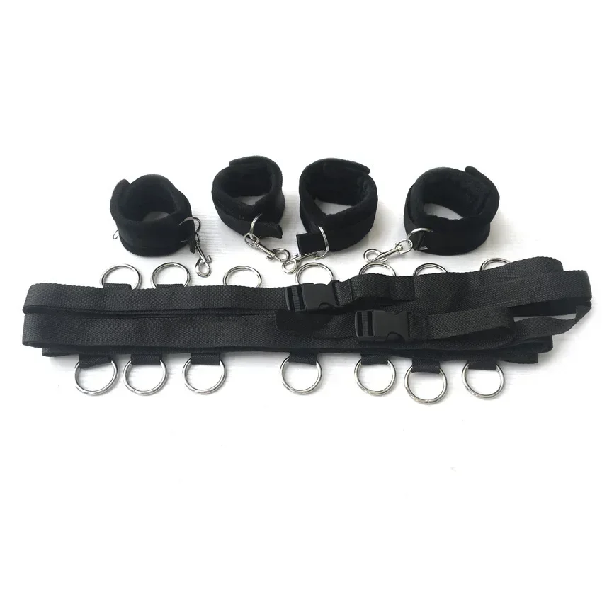 Kit de sujeción de cama para parejas, juego sexual para adultos, correa de Bondage BDSM, esposas sexuales, juego de juguetes sexuales, puño de tobillo ajustable, esclavo, sadomasochismo