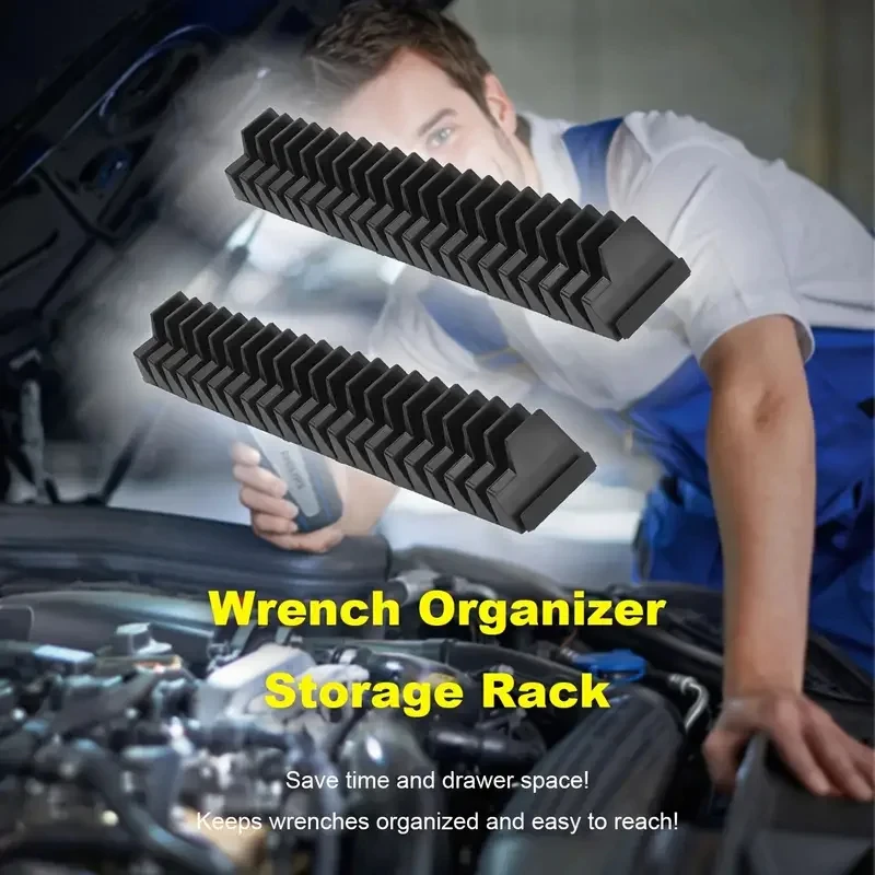 23 PCS Magnetic Wrench Organizer Rack for Toolbox Magnetic Wrench Holder Wrenches Drawer Storage Shelf Compact ABS Wrench Holder