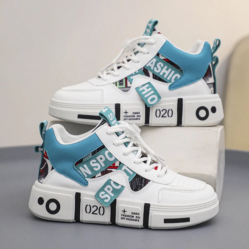 

Новая большая детская обувь, высокие молодежные нескользящие туфли, студенческая уличная спортивная обувь, кожаная дышащая повседневная обувь