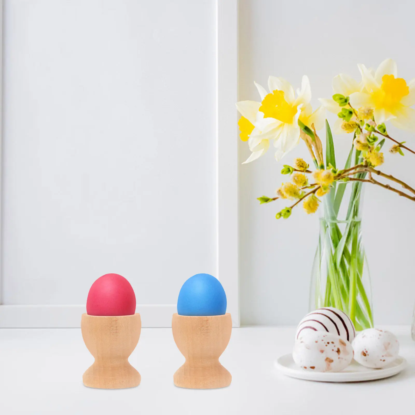 Wood Egg Stand Cups 24 Pack Unpainted Holders for DIY Crafts Crayon Watercolor Art and Easter Display
