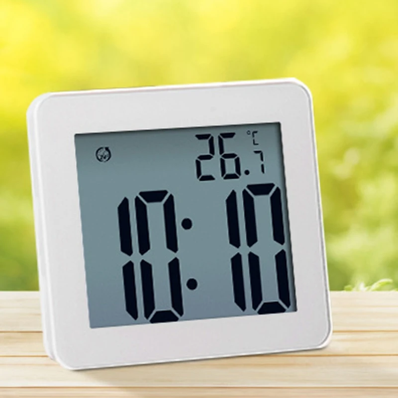 BAAG-Digital Bathroom Clocks Simple LCD Electronic Alarm Clock Waterproof Shower Watches Temperature Clocks Hanging Timer