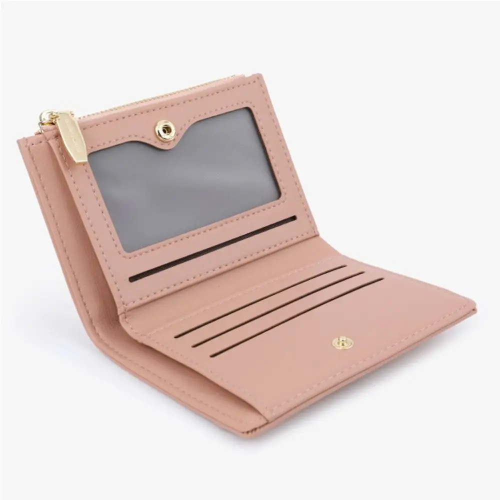 แบบพกพา PU หนังกระเป๋าสตางค์สั้น Hasp ซิปกระเป๋าสตางค์ Slim บัตรเครดิตสําหรับชายหญิง