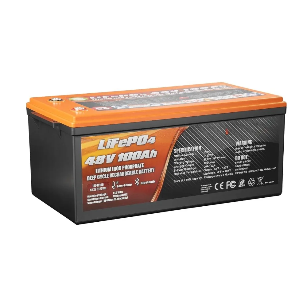 

Литиевая батарея LiFePO4 48В 100Ач, со встроенной BMS 100А и Bluetooth, функцией отключения при низкой температуре и защитой от пиковых нагрузок, на заказ