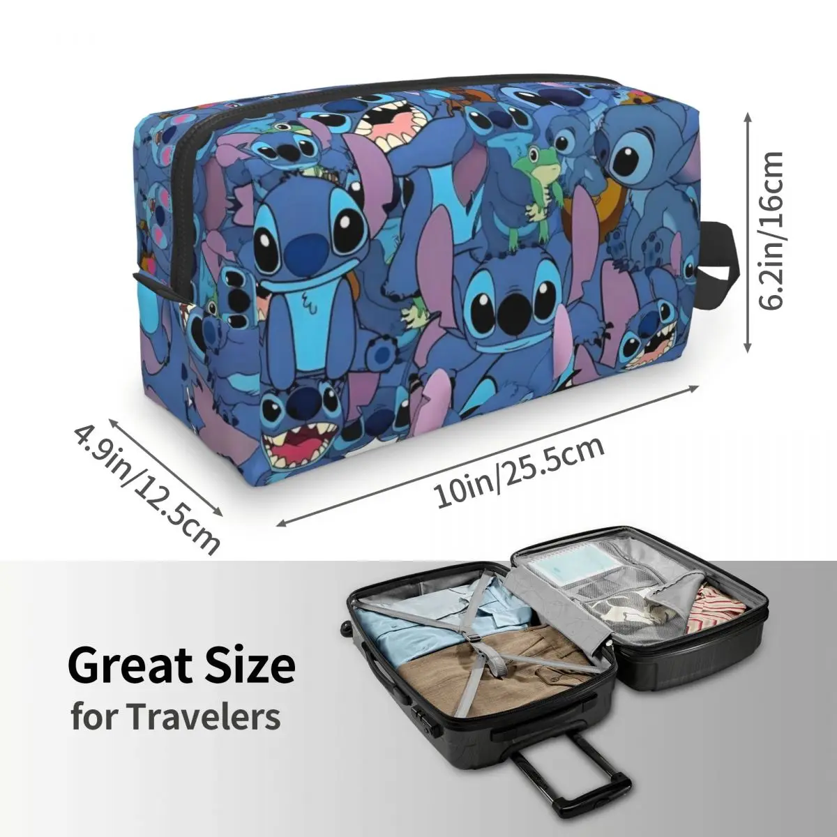 Custom Anime Stitch Pattern Toiletry Bag for Women Disney Cosmetic Makeup Organizer Lady Beauty Storage Dopp Kit Box