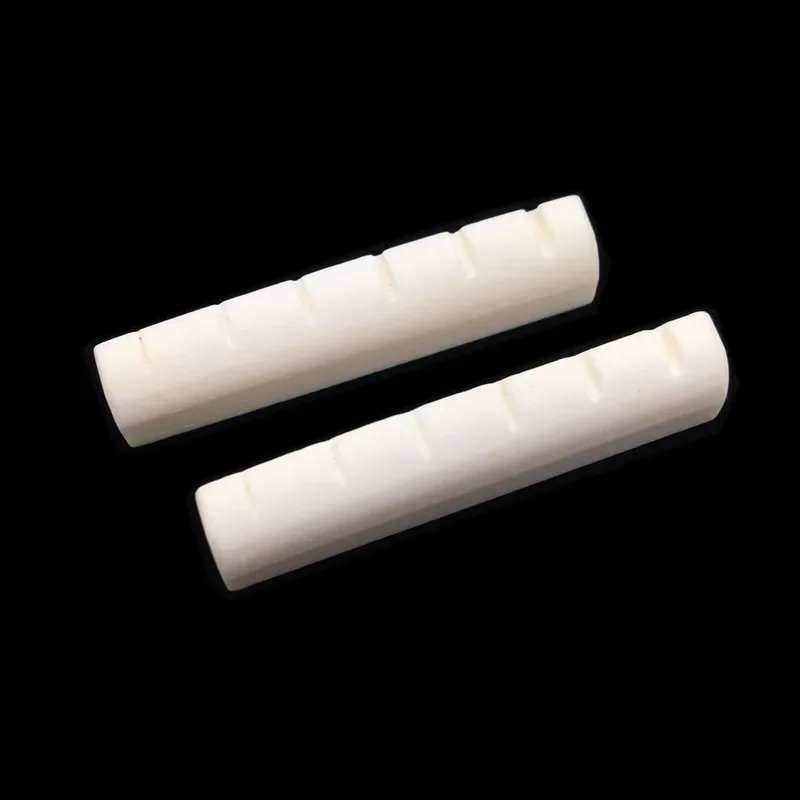 2 Sets of 4pcs Acoustic Guitar Bone Bridge Saddle and Nut Made of Real Bone