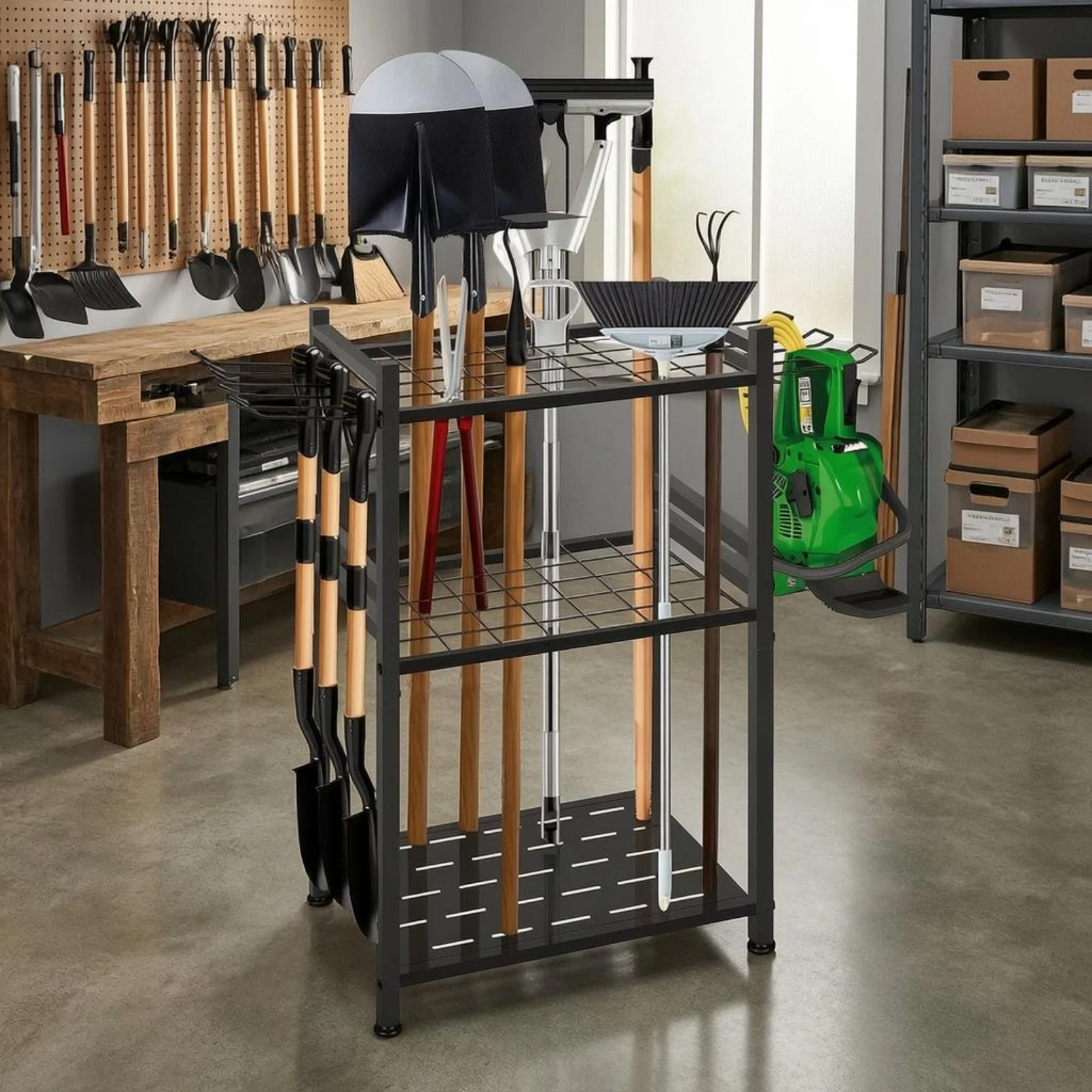 ガーデンツール収納ラック ブラックメタル ヤードツールラック - Gardening Tools Rack のレビューと価格