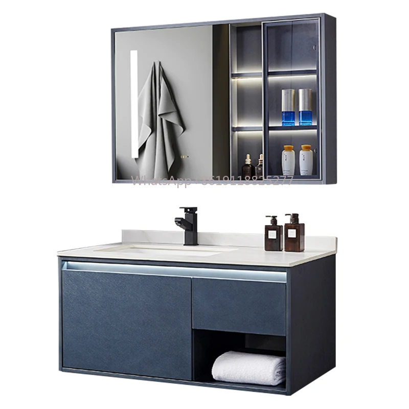 Lavabo con armario montado en la pared, mueble de baño moderno, mueble de lujo, tocador