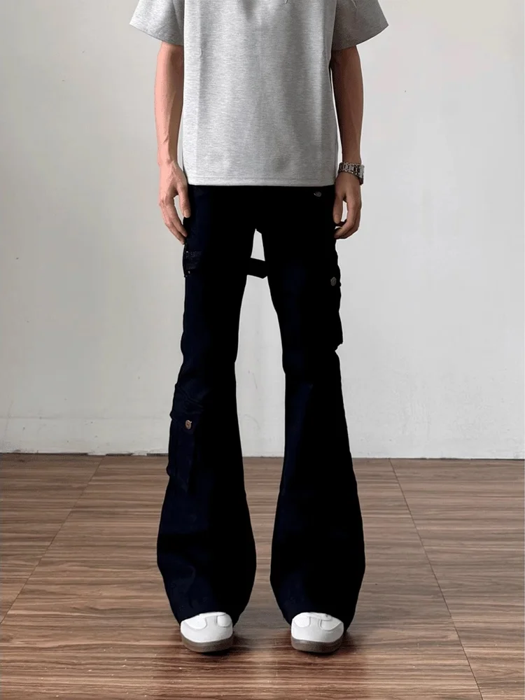 Calças Jeans Flare com Cintura Alta para Homens, Estilo Casual e Respirável, Tendência Jovem para o Verão