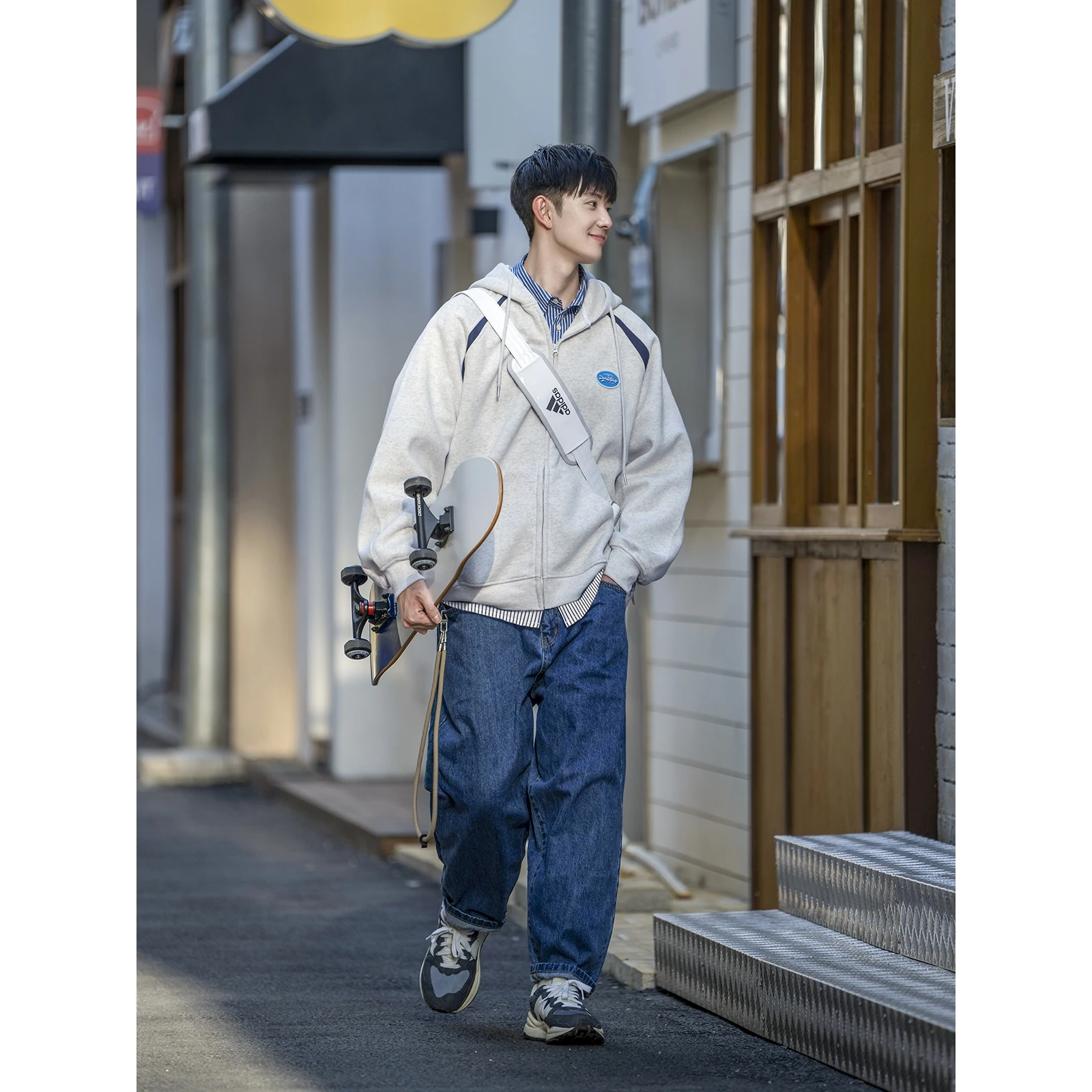 

Джинсы Waed Denim свободного кроя с эластичной резинкой на талии, мужские повседневные длинные брюки маленького размера, молодежные модные хлопковые брюки прямого кроя