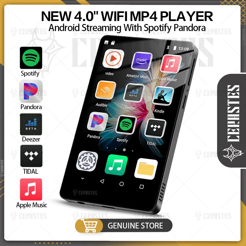 

WiFi MP3 Player Bluetooth 5.0 MP4 MP5 Player 4.0"Full Touch screen Android 8.1 Smart System with Spotify Streaming Music Player