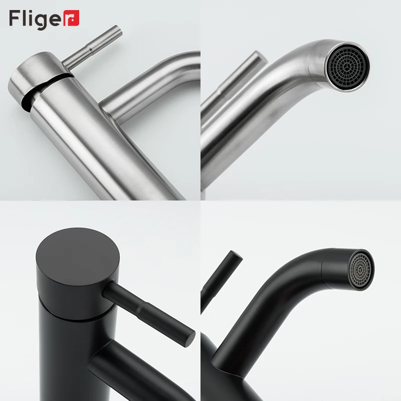 Fliger Basin Faucet Black Gold Bathroom Sink Faucet Hot Cold Water Mixer Faucet Bathroom Washbasin Faucet grifos de lavabo