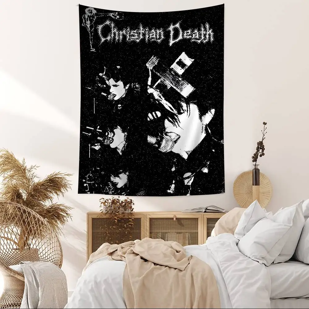 Christian Death Deathrock Band Printed Large Wall Tapestry Indian Buddha Wall Decoration Witchcraft Bohemian Hippie Wall Art