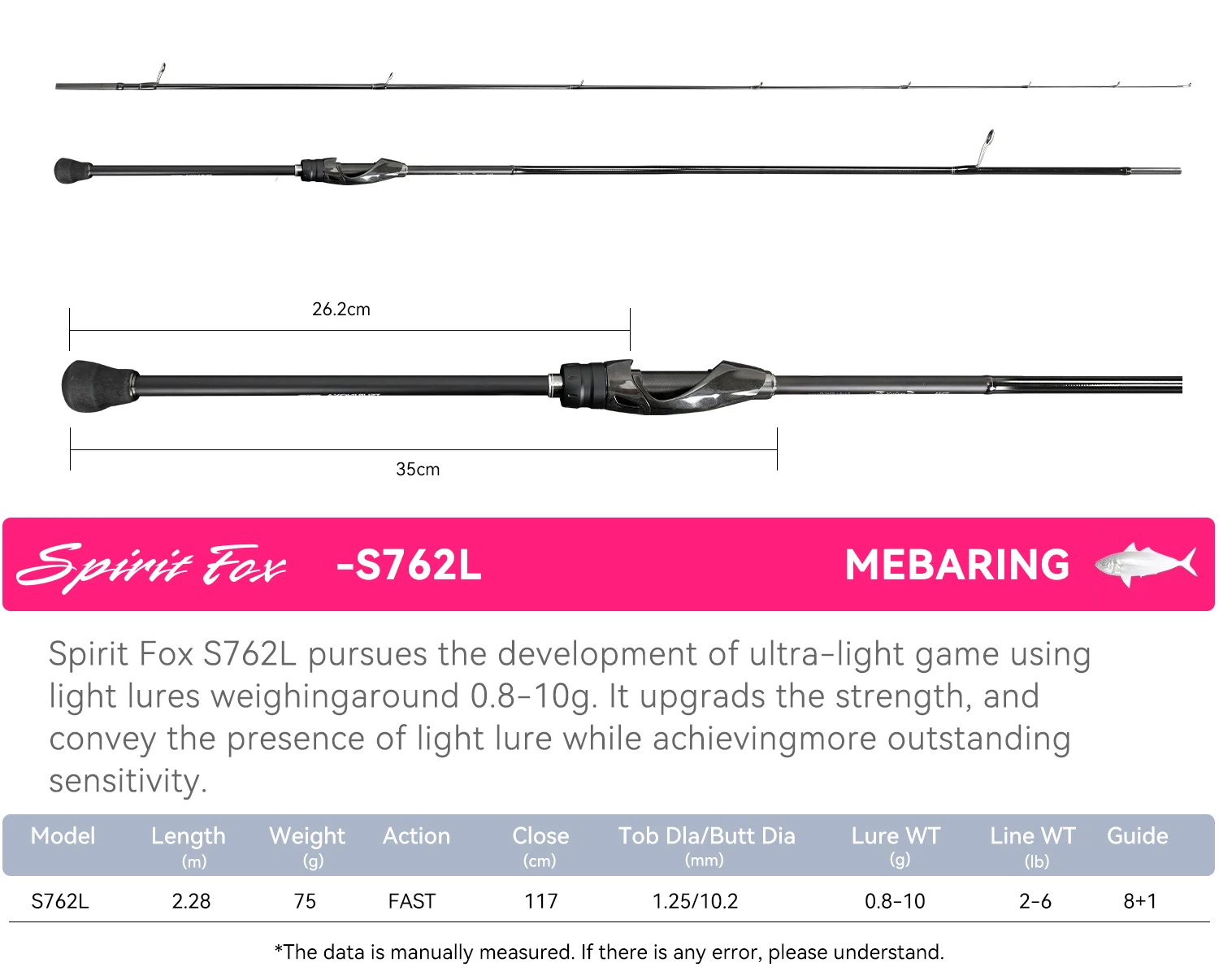 TSURINOYA Ultraleichte AJING Angelrute Spirit Fox S6102L-S S742L S762L Schnelle Aktion ROCKFISH Kleine Köder Leichtes Spinnfischen – Detail 29
