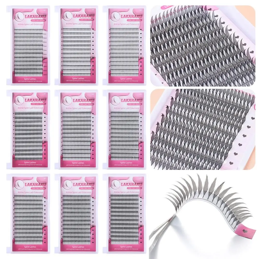 12 Rows Cluster Lashes Kit Single Cluster Comic Spire False Eyelashes C/D Curl Mink Lashes Extensions Eye Makeup Tools