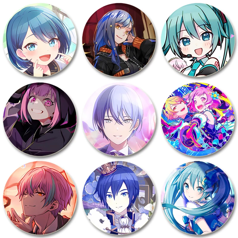 58mm Anime Figure Lapel Pins Project SEKAI Wonderlands×Showtime Kamishiro Rui Badge Brooch on Backpack Decoration Fans Gifts