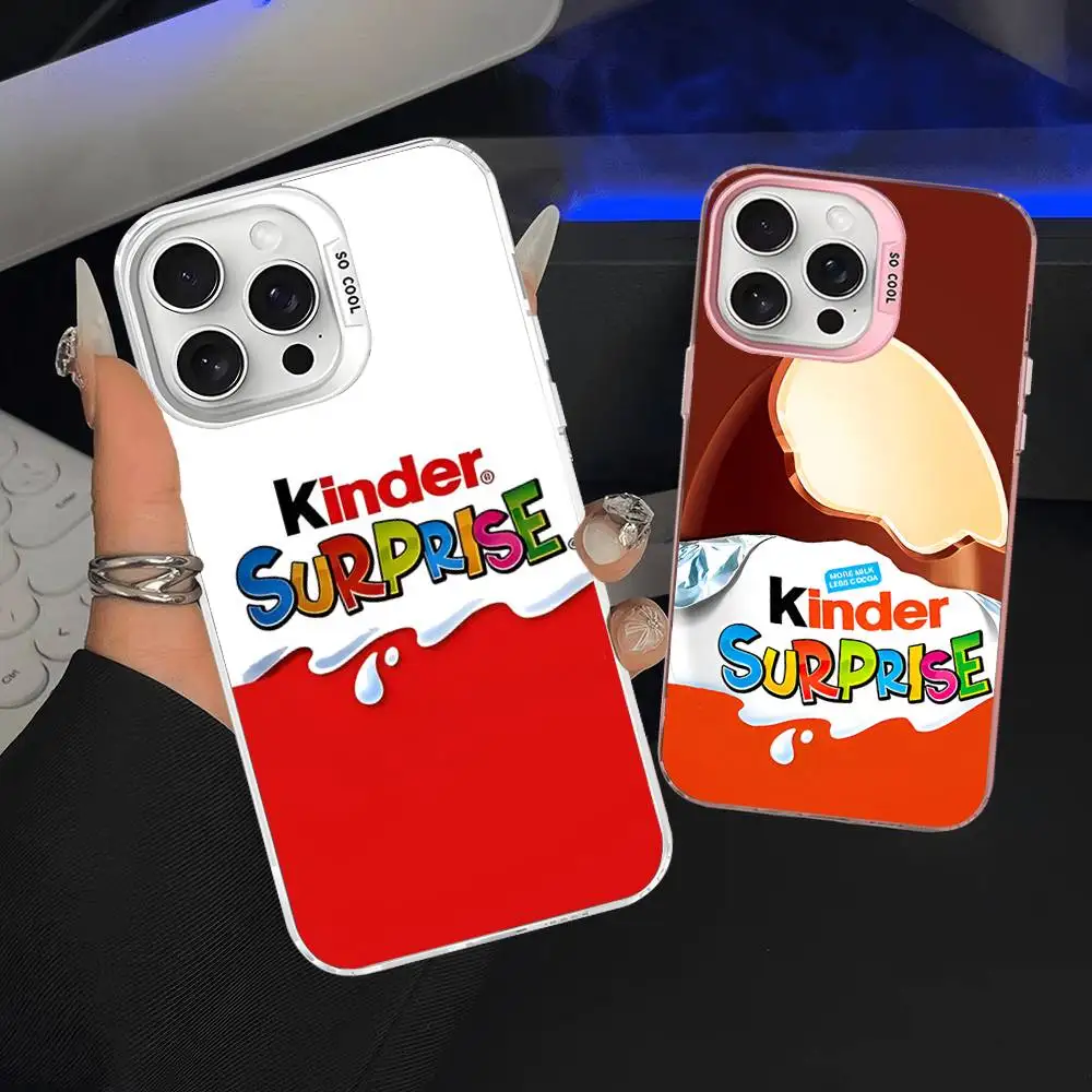 Trolly Egg K-KINDER J-JOY funda de teléfono sorpresa para IPhone 17 16 15 14 13 12 11 Pro Max Plus Color plata cubierta