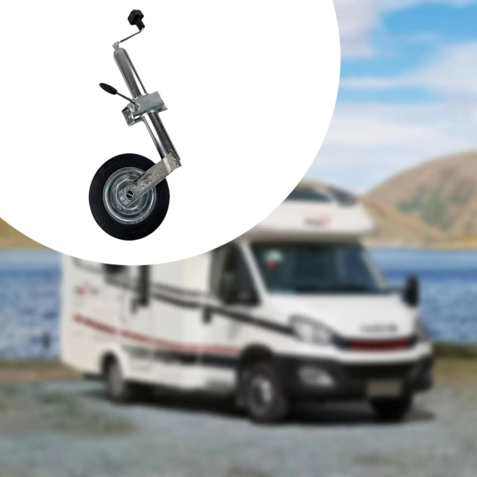 

Trailer Jack High Performance Spare Parts Easy to Use Hand Crank Design 150kg Load Bearing Capacity with Wheel for Boat Trailer