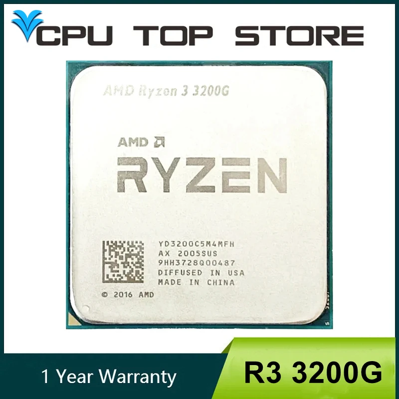 

AMD Ryzen 3 R3 3200G 3.6GHz Quad-Core 65W cpu processor RYZEN3R3 3200G 3.6 GHz Accelerated 4GHz Four cores and four threads 12nm