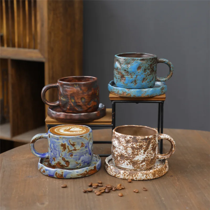 

Retro Ceramic Cup Mug Japanese Style Simple Afternoon Tea Cup Creative Stoneware Coffee Set Set