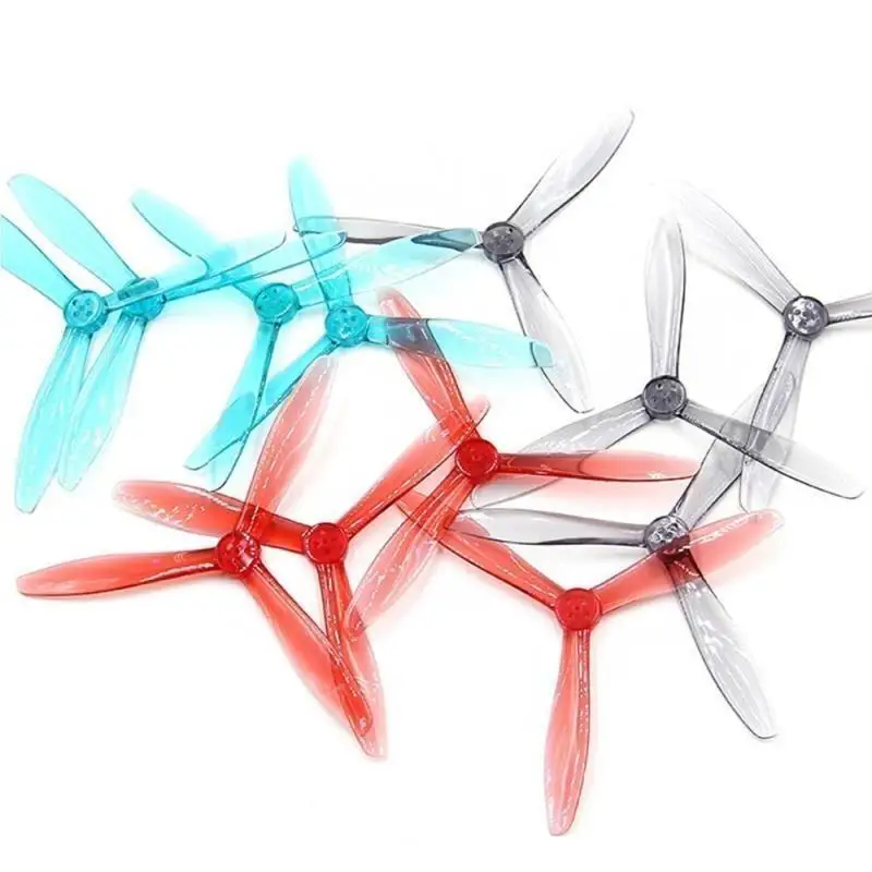 12PCS 4 Inch 3-Blade Transparent Crystal Propellers T4944, CW /CCW Hard Crash Resistant Blades for Racing Drone