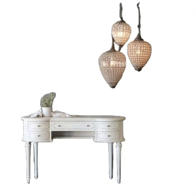 

French fashion high-end custom bedroom furniture retro royal home solid wood desk