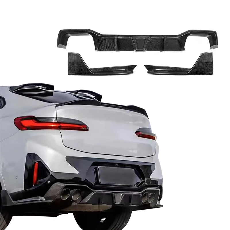 For BMW X4M F98 LCI 2022-2025 Carbon Fiber Rear Diffuser Lip SQ Style Rear Bumper Lip Body Kit