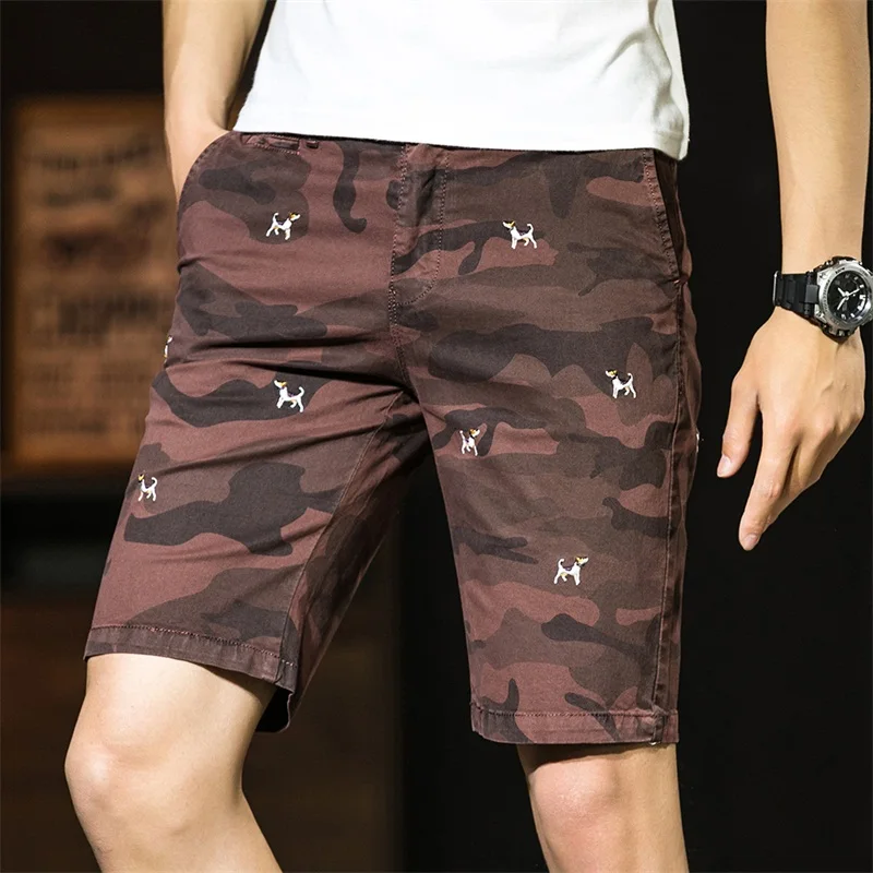 

2023 Men's Summer New Camo Shorts Youth Fashion Leisure Slim Fit Pure Cotton Breathable Printing Capris Big Pants Casual Shorts