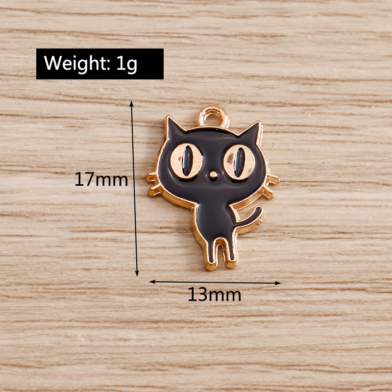 Tusember 10 Stück Mix Niedliche Kätzchen-Emaille-Anhänger Kawaii Katzen-Charms für Schmuckherstellung Ohrringe Halskette Handgemachtes Zubehör – Detail 17