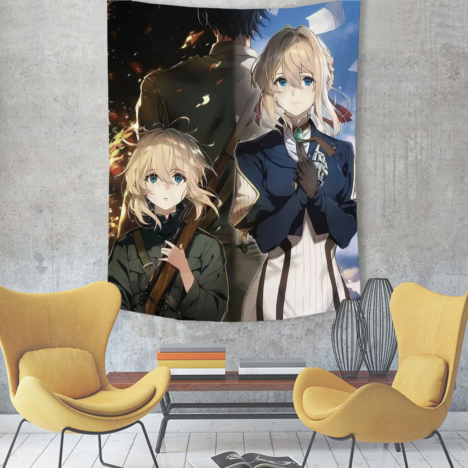 انمي ياباني البنفسجي جيلبرت البنفسجي Evergarden نسيج غرفة نوم الجدار الشنق النسيج غرفة المعيشة المنزل النوم ديكور ديكور فني للمنزل