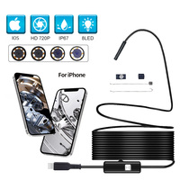 Endoscope Camera for iPhone 720P HD Borescope Inspection Snake Camera IP67 Waterproof  With 8 LED For iOS iphone