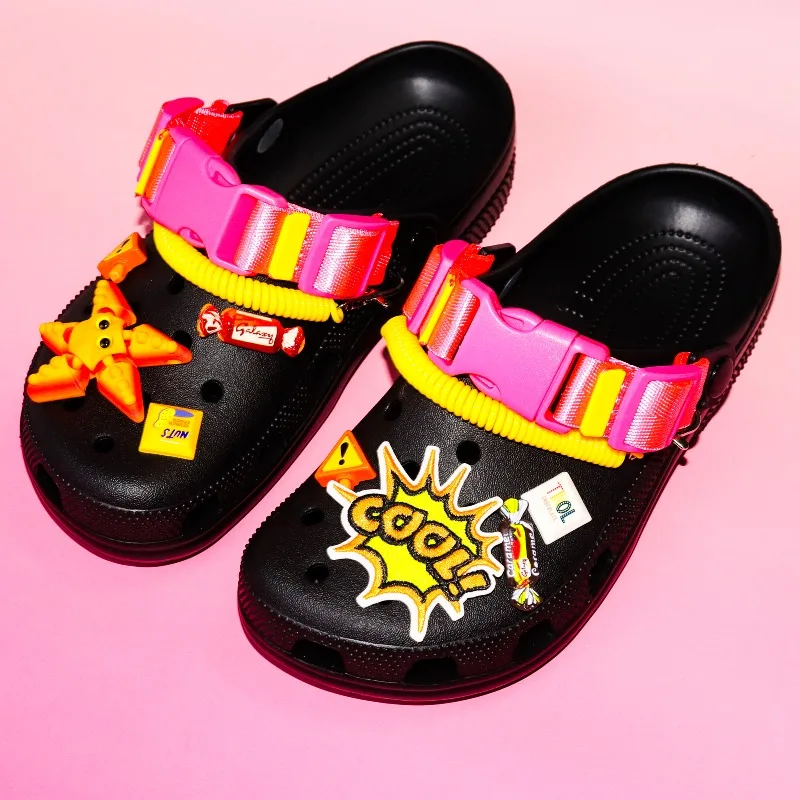 

Черные американские сабо Y2K с мультяшным принтом на платформе из ЭВА, унисекс, нескользящие, легкие, летние повседневные туфли