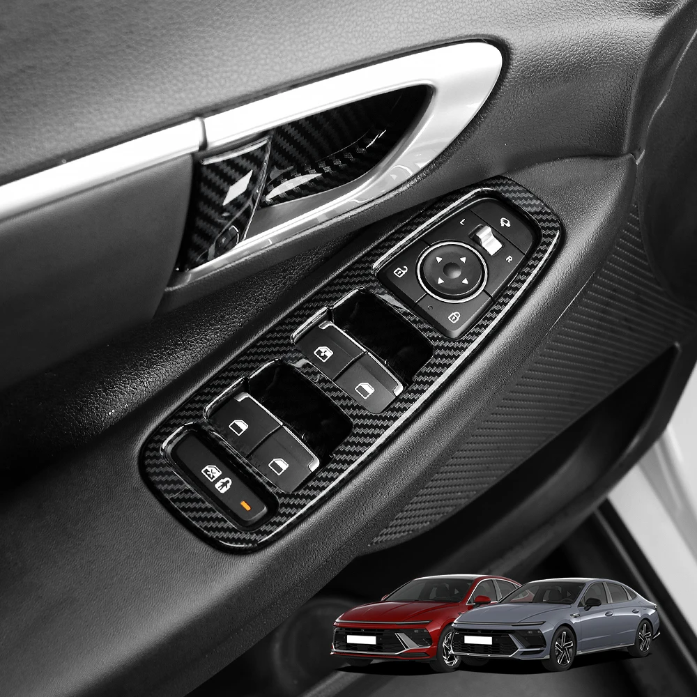 

For Hyundai Sonata 2025 2026 Car Tuning Carbon Fiber ABS Car Armrest Window Button Cover Door Panel Trim Accessories LHD