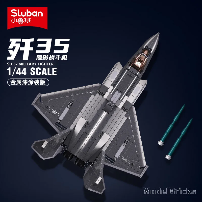 Sluban WW2 Military J-20 J-35 Stealth Aircraft Fighter Building Blocks Kids Plane Bricks Toys Model Christmas Gift