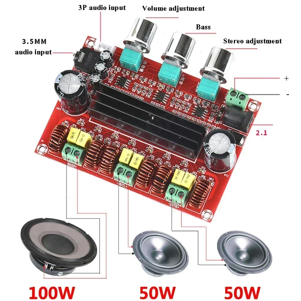 

TPA3116D2 Channel 2.1 Digital Subwoofer Power Amplifier Board Module XH-M139 12V - 24V 2 * 50W + 100W