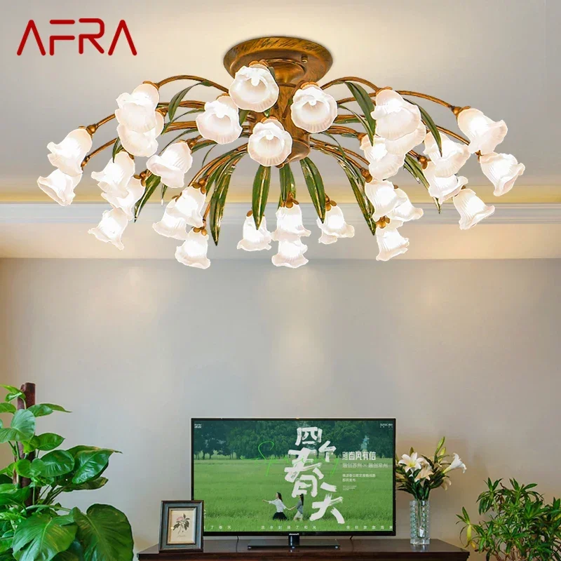 AFRA American Pastoral Ceiling Light French LED Creativity Flower Living Room Dining Room Bedroom Home Decoration Lamp