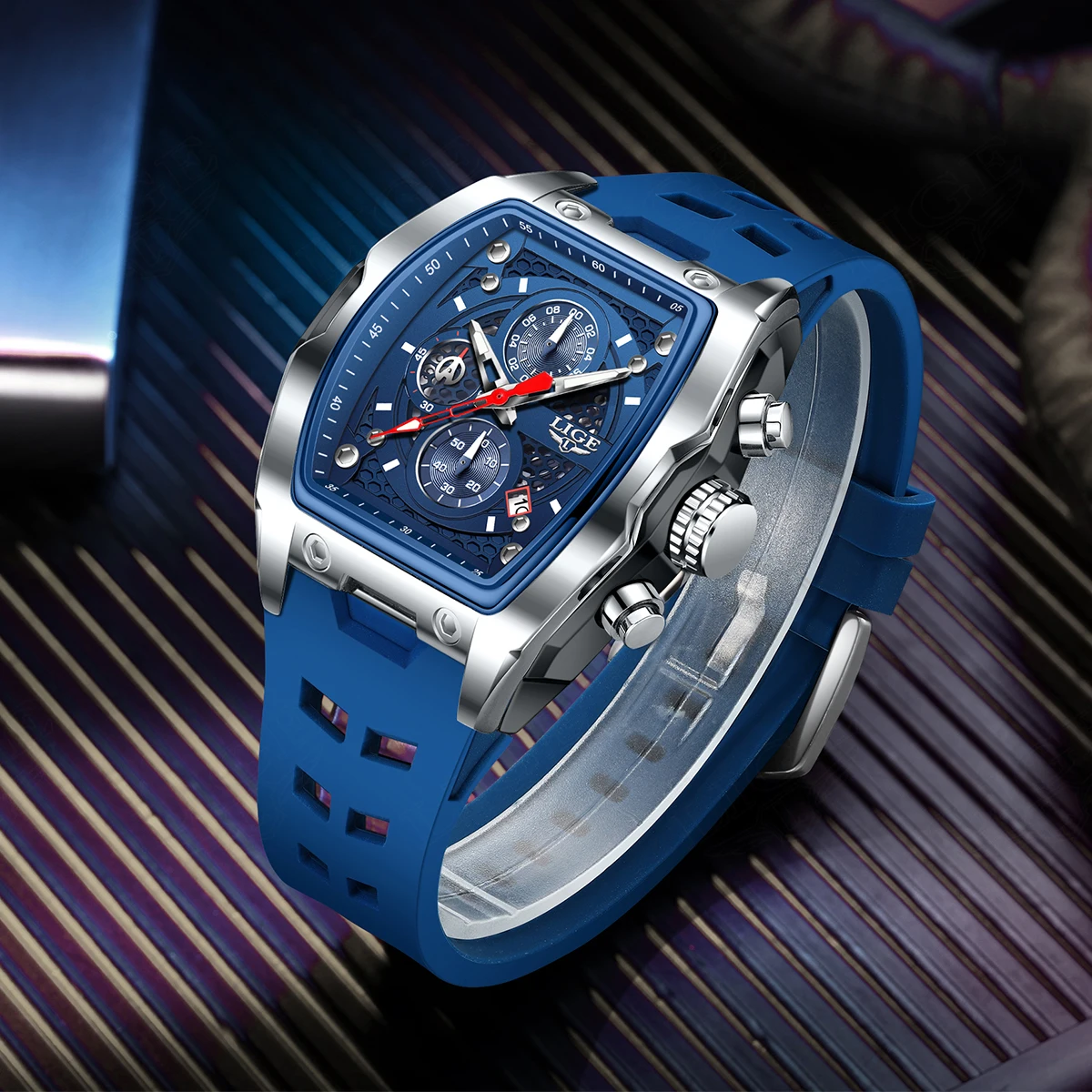 Men‘s Watches LIGE Luxury Waterproof Quartz Wristwatch Luminous Chronograph Date Sports Silicone Clock Man Watches Relogios+Box