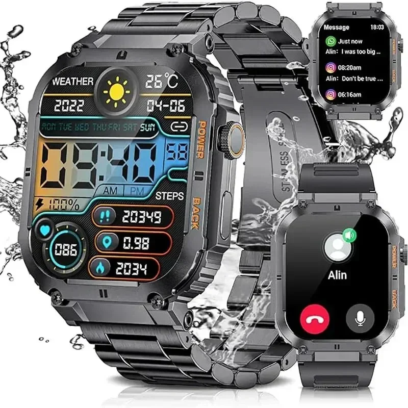 

2024 New Outdoor Smartwatch for Men - 1.96 Inch Screen. Bluetooth Calling. Waterproof. Blood Oxygen Monitoring. Fitness Tracker.