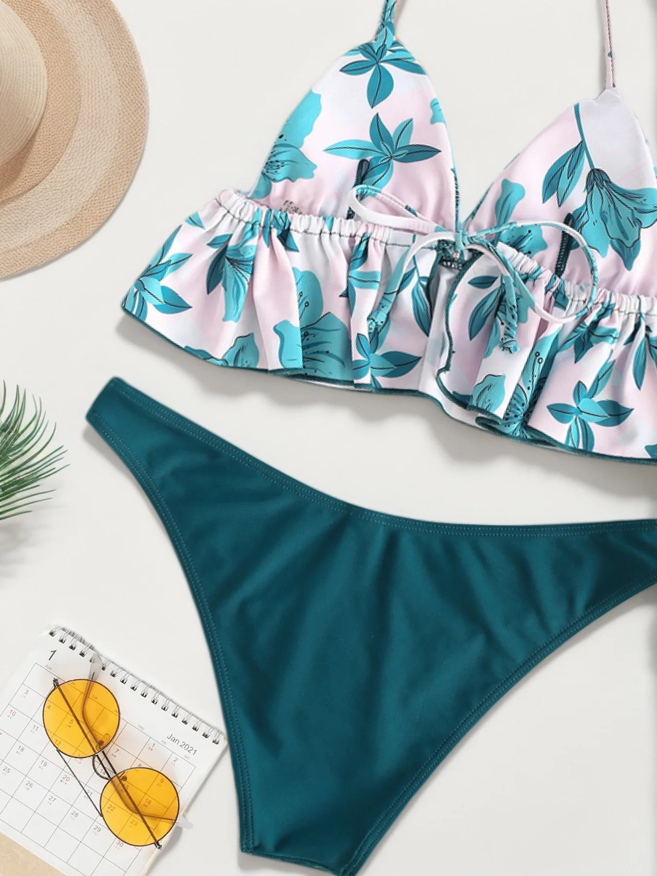 2025 New Sexy Bikini Set Floral Print Two-Piece Swimwear High Waist Swimsuit for Women Beach Vacation Beach Outfits Sexy Suits