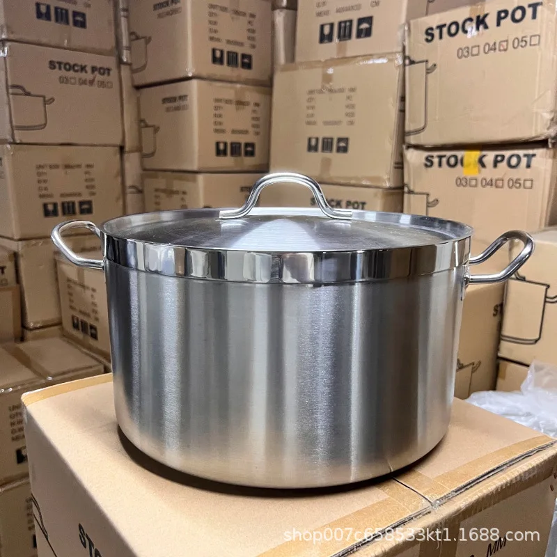 HYS stainless steel covered bottom binaural thick bottom hot pot household hotel commercial clear soup pot milk pot binaural