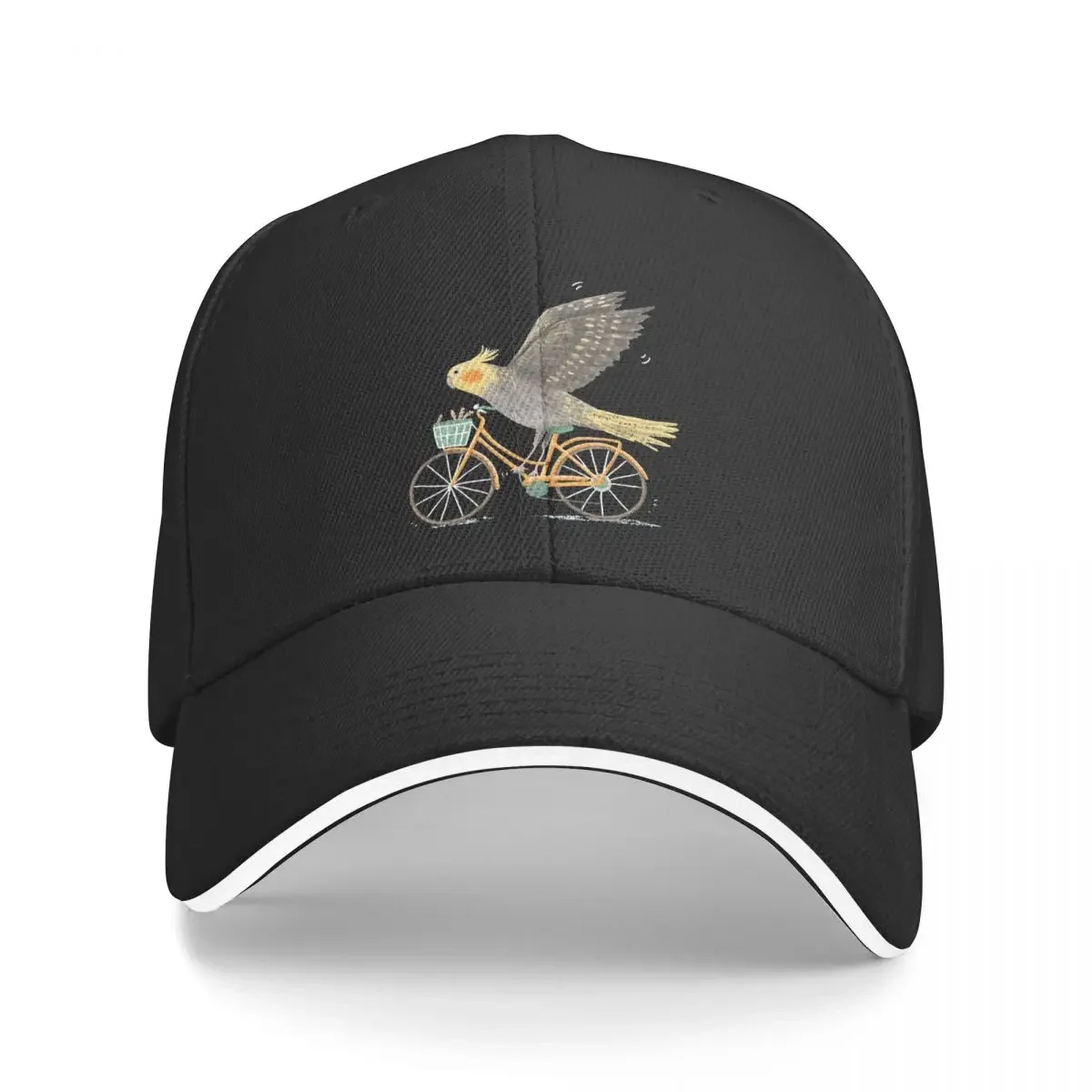 Animal Parrots Cockatiel Doodle On A Bicycle Dad Hats Pure Color Women's Hat Sunprotection Baseball Caps Peaked Cap