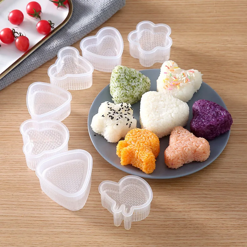 7pcs DIY Onigiri Rice Sushi Mold Cute Cartoon Shape Kids Lunch Quick Maker Rice Ball Food Press DIY Kitchen Tools Supplies