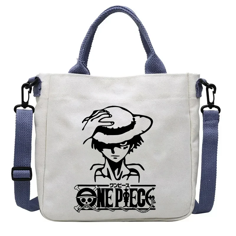 Borse di tela One Piece Rufy Cartoon Anime Figure Stampa Borsa a tracolla Borse a tracolla alla moda di grande capacità per esterni Regali