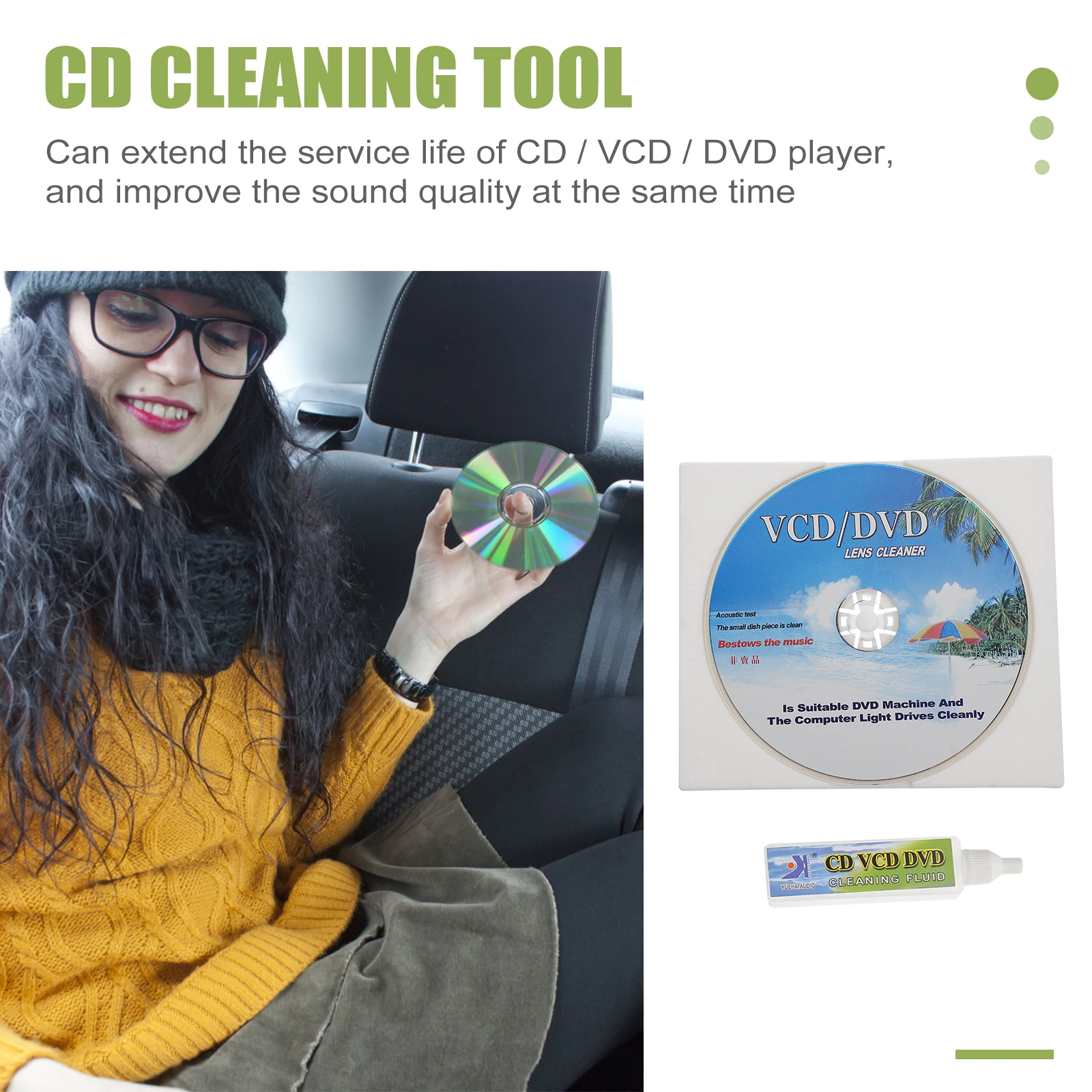 

2Pcs Yh608 MultiFunctional Disc Cleaning Set Player Maintenance Equipment For Cd Vcd Dvd Sound Quality Improvement