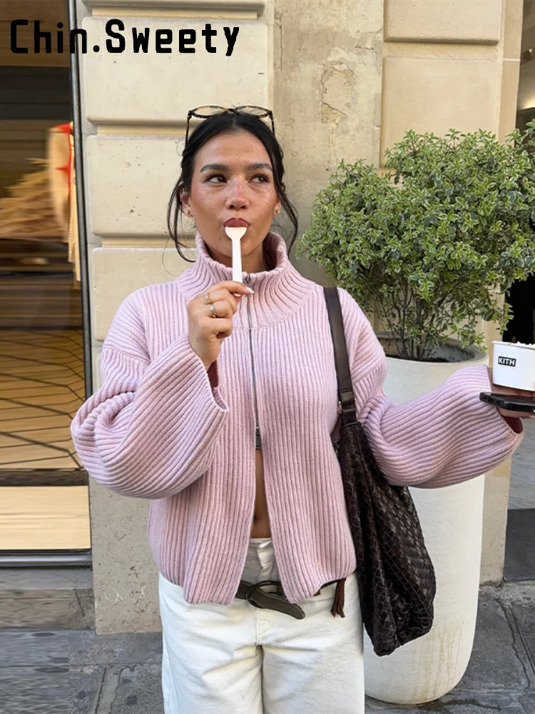 เสื้อคลุมแฟชั่นขนแกะพิมพ์ลาย คอตั้ง แขนยาว ทรงหลวม สไตล์สตรีท สำหรับผู้หญิง ฤดูใบไม้ร่วง 2025 เสื้อคลุมอุ่นๆ รุ่นใหม่