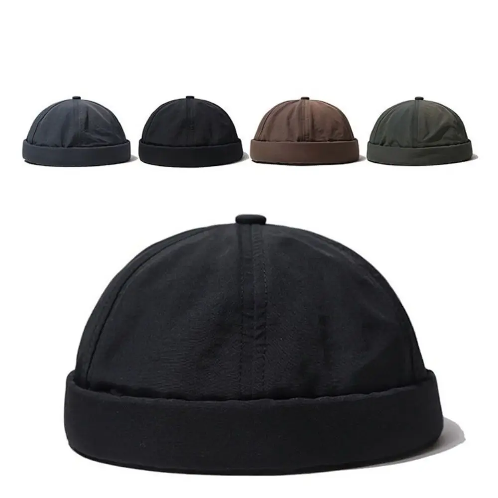 Skullcap Brimless Hat Quality Lightweight Quick Dry Retro Hat Solid Color Breathable Beanie Cap Men