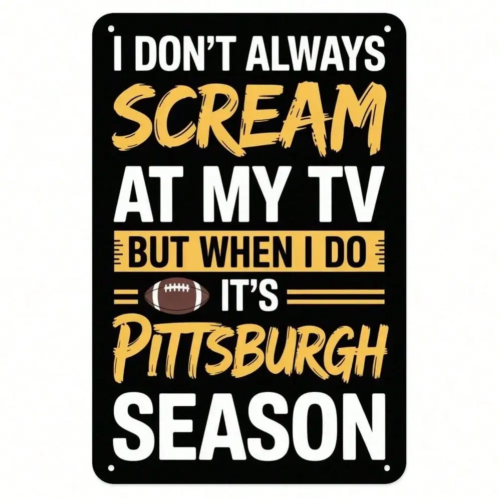 Pittsburgh Steelers Metal Sign Vintage Tin Wall Decor 8x12 Inch American Football Team Logo Man Cave Gift